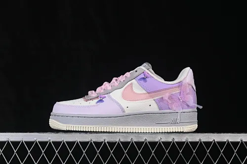 All categories Nk Air Force 1 Air Force series Nk Air Force 1 Low Air Force low-top Nike Air Force 1'07 Low Hand-painted graffiti Pink and purple butterfly language Air Force 1 low-top casual sneakers CJ0304-160